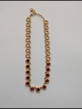 Gold-Plated Necklace with Red Crystal Accents